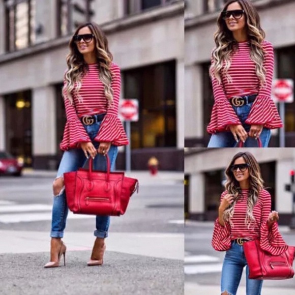 Striped Bell Sleeve Top - Picture 6 of 9